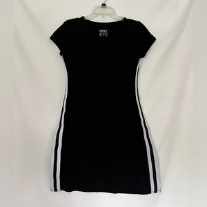 Sporty black white striped mini dress